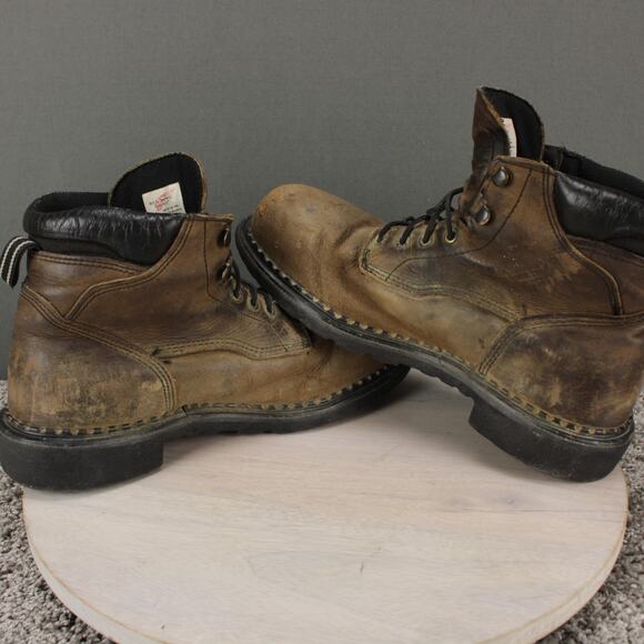 Red Wing Work Boots Steel Toe Safety Mens 10 Brown Leather